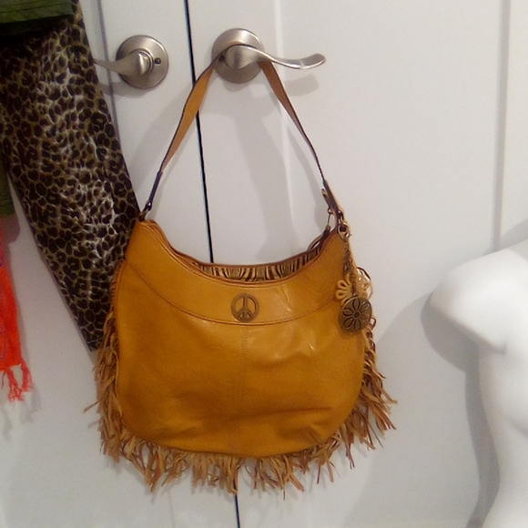 Access  Peace Sign Hardware Fringe Shoulder Bag - Picture 11 of 13